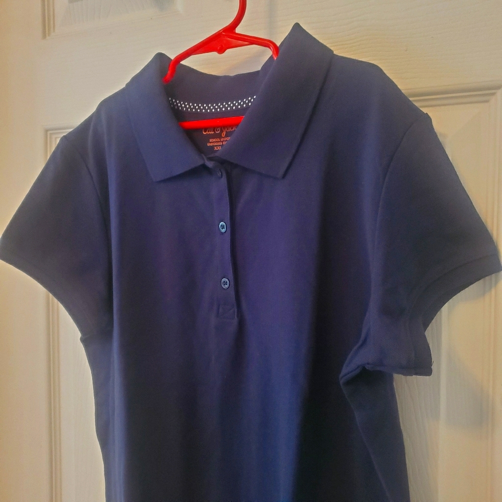 NWT girls school uniform navy polo shirt XXL